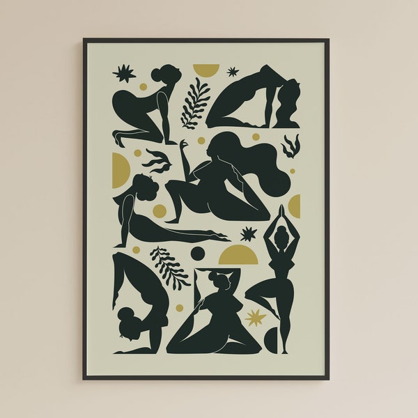 Printable Yoga Pose Poster: Inspirational Asanas Wall Art | Yoga Lover Gift Abstract Art | Instant Download for Home Studio Fitness Decor