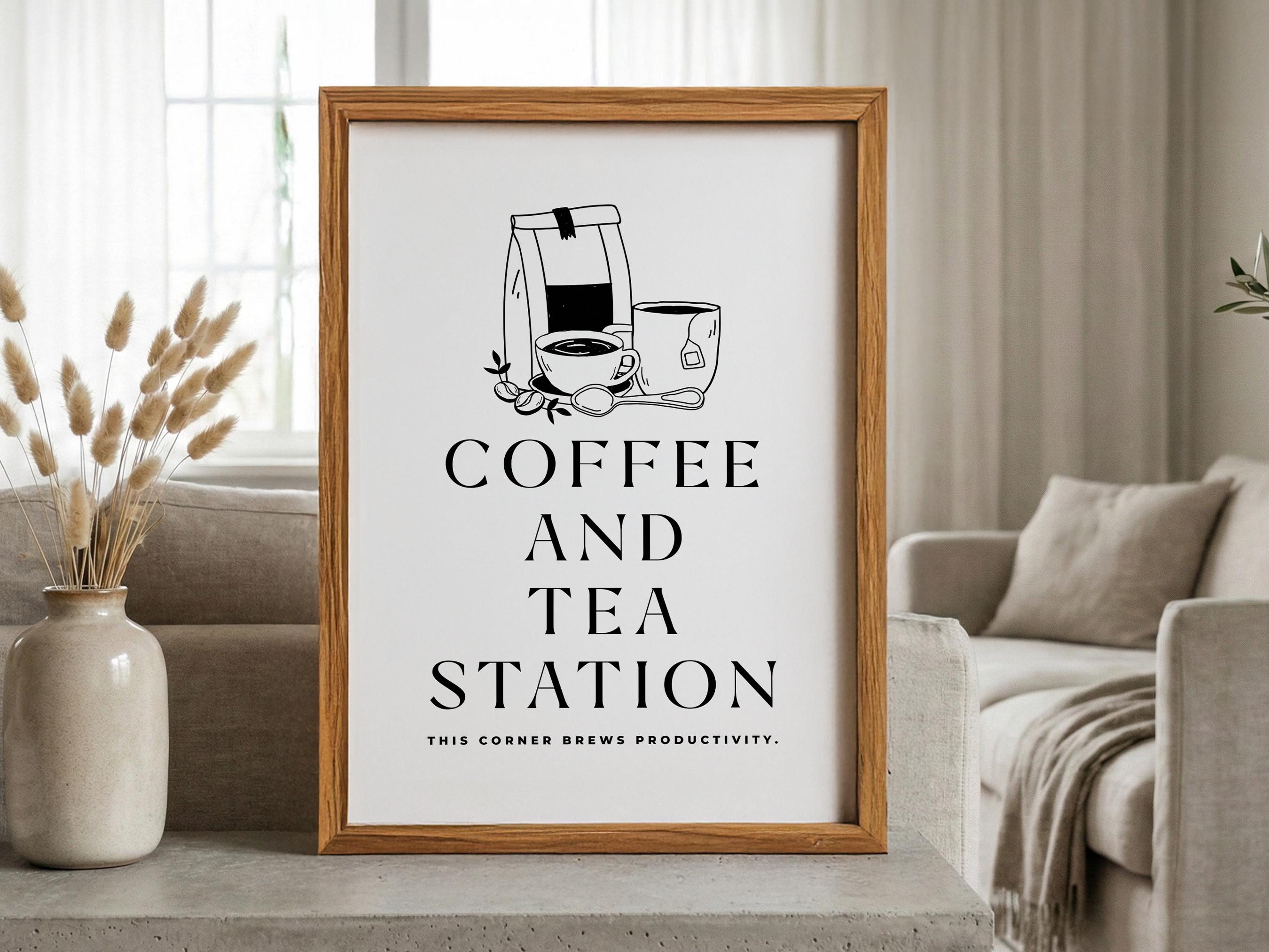 Coffee and Tea Station Sign: Home Office Bar Decor (digital