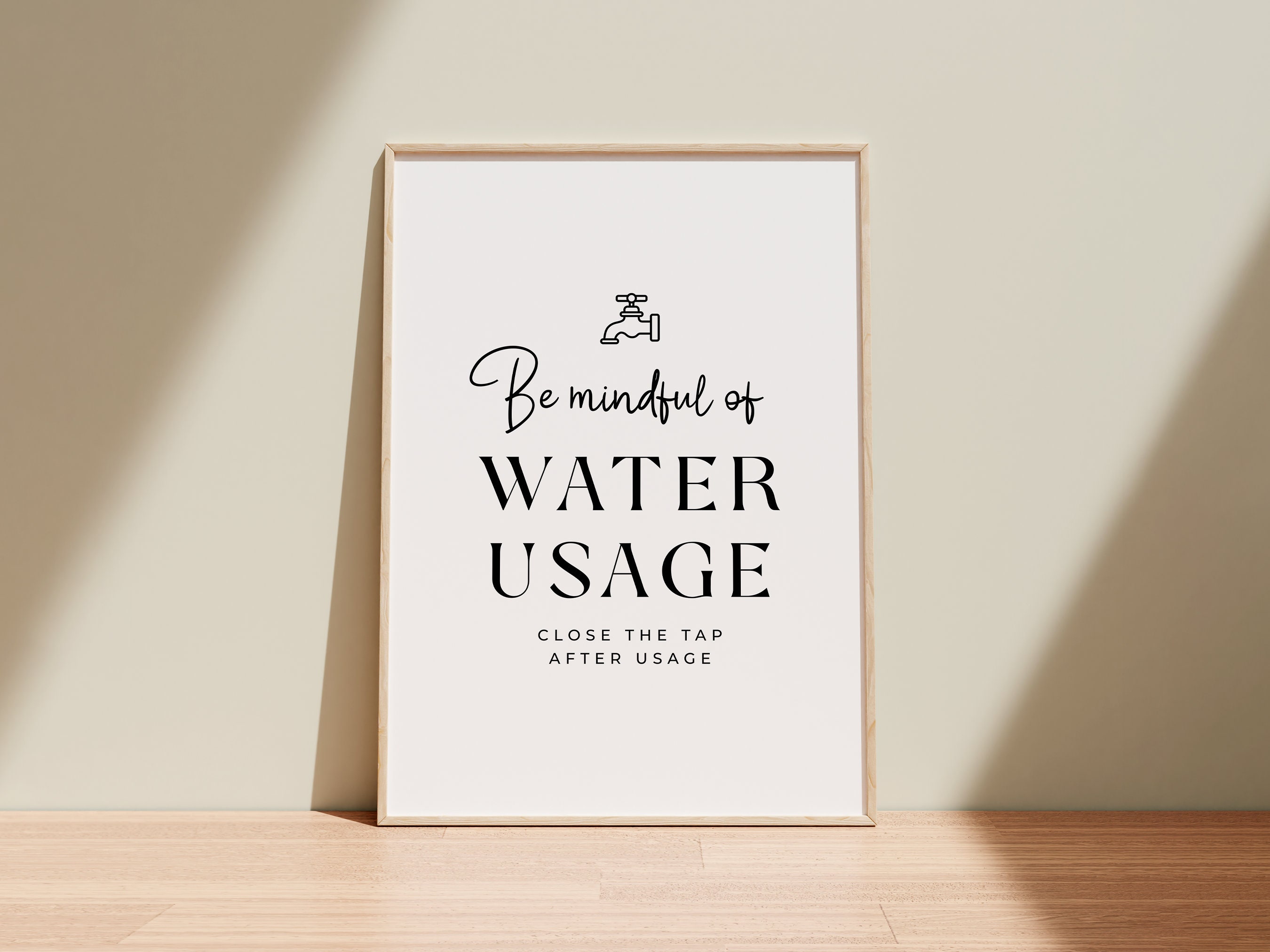 Save Water Sign Printable | Be Mindful of Water Usage Sign