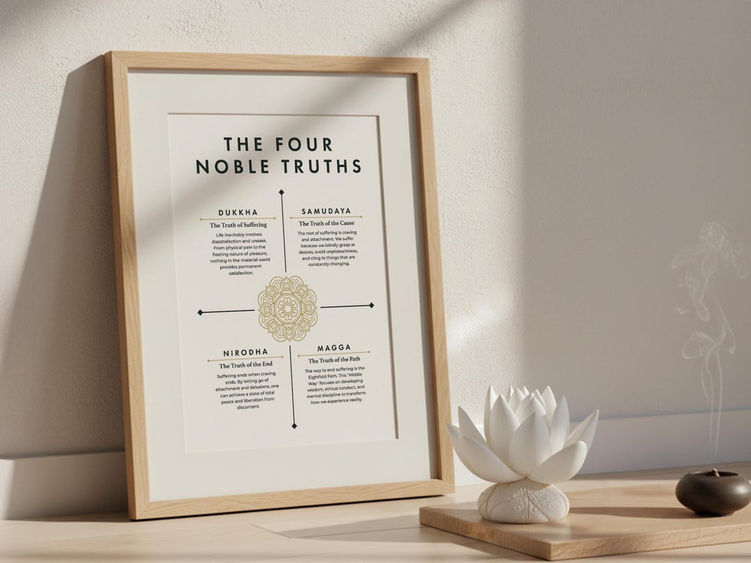 Four Noble Truths Print, Modern Buddhist Dharma Poster, Zen Meditation ...