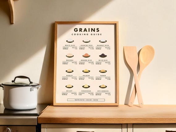 Grains Cooking Guide Art Print: Kitchen Cheat Sheet (Digital Download)