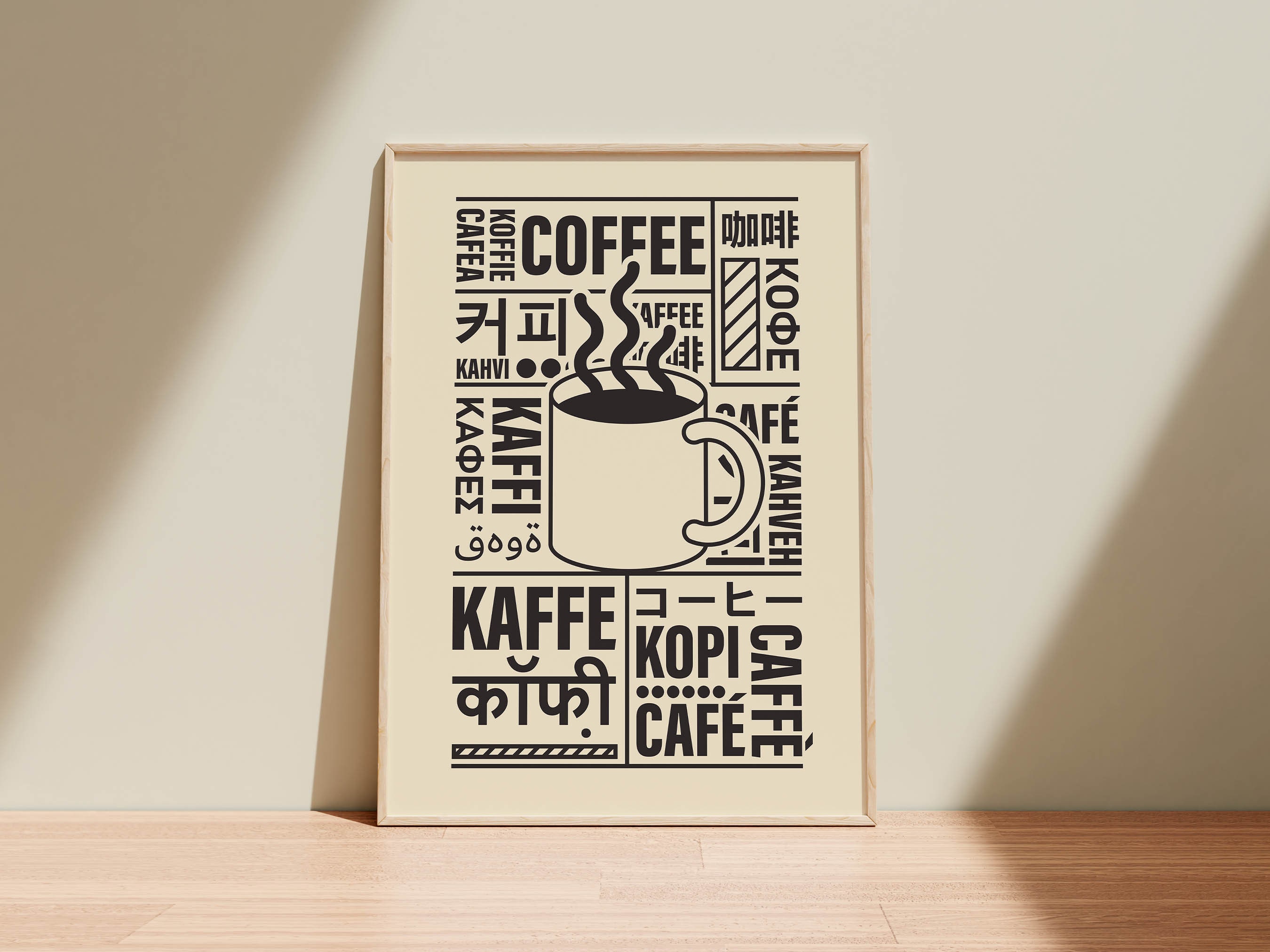 Coffee in Different Languages Art Print: Global Cafe Decor