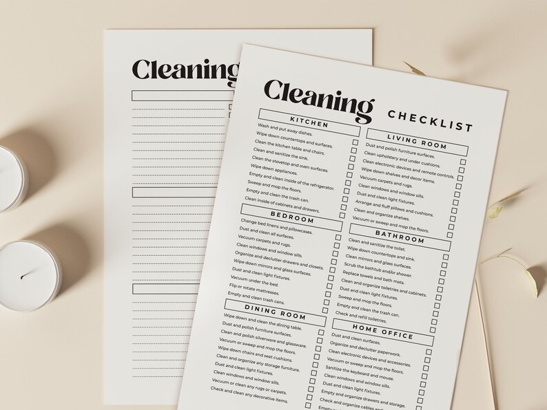 Printable Cleaning Checklist Planner PDF Template Home Etsy