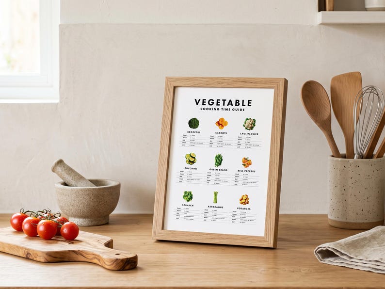Vegetable Cooking Times Chart, Kitchen Cheat Sheet, Roasting Boiling ...