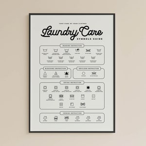 Printable Laundry Care Symbols Guide Poster for Laundry Room Decor, Laundry Room Art, Laundry room sign, Instant Digital Download