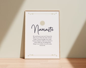 Namaste Quote Print: Yoga Studio Spiritual Decor (Digital Download)