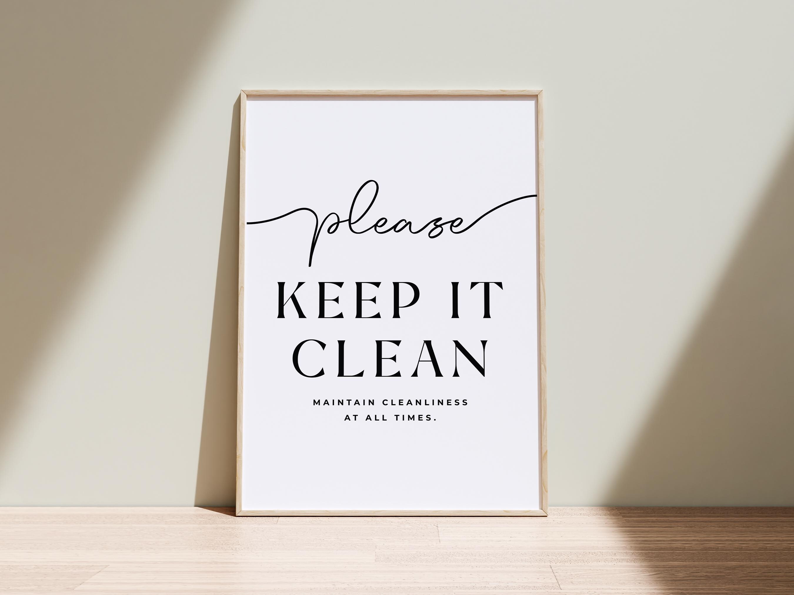 Please Keep It Clean Printable Sign, Minimalist Wall Art for Shared ...