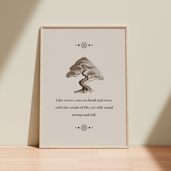 Zen Quotes Like a Tree Wall Art, Mindfulness Art, Buddhist quotes compassion quotes, Meditation Poster, Instant Digital Download