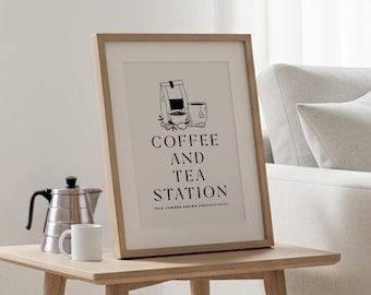 Coffee and Tea Station Sign: Home Office Bar Decor (Digital Download)