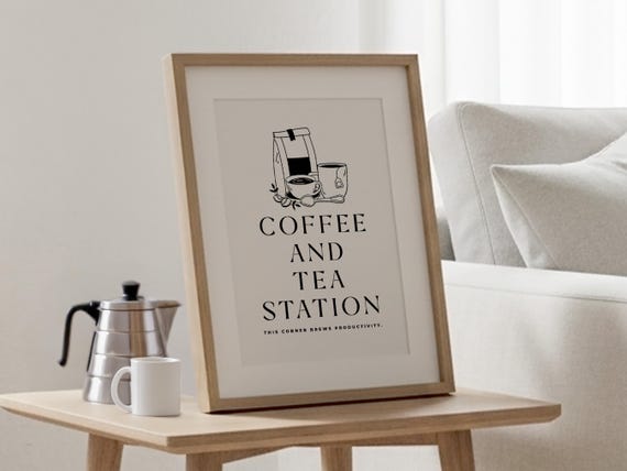 Coffee and Tea Station Sign: Home Office Bar Decor (digital