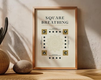 Square Breathing Yoga Print: Calming Corner Decor (Digital Download)