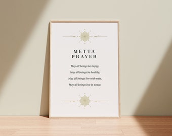 Metta Prayer Poster Spiritual Wall Decor, Gift for Buddhist friend, Buddhist quotes compassion quotes, Instant Digital Download