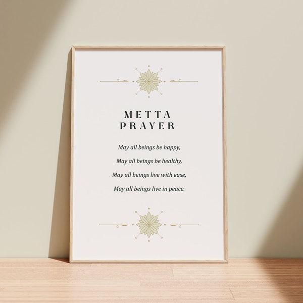 Metta Prayer Poster Spiritual Wall Decor, Gift for Buddhist friend, Buddhist quotes compassion quotes, Instant Digital Download