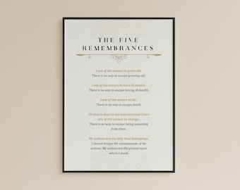 The Five Remembrances Print: Buddhist Quotes Wall Art (Digital Download)