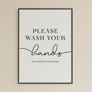 Printable Wash Your Hands Sign for bathroom sign decor, Restroom Sign, Please Wash Hands, Bathroom Printable, Instant Digital Downloads