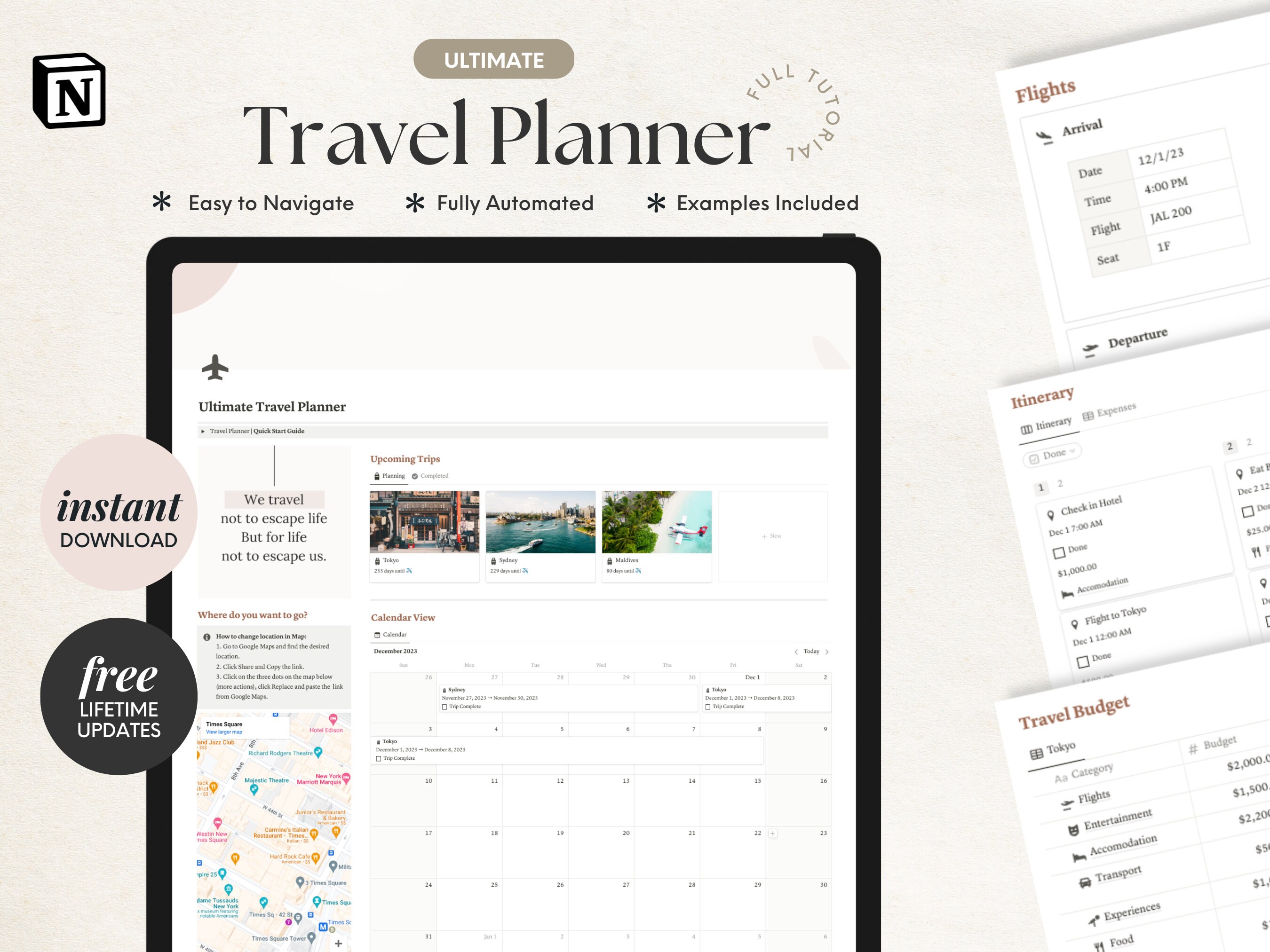 Notion Template Travel Planner Vacation Planner Holiday Planner Notion Planner, Travel Journal ...