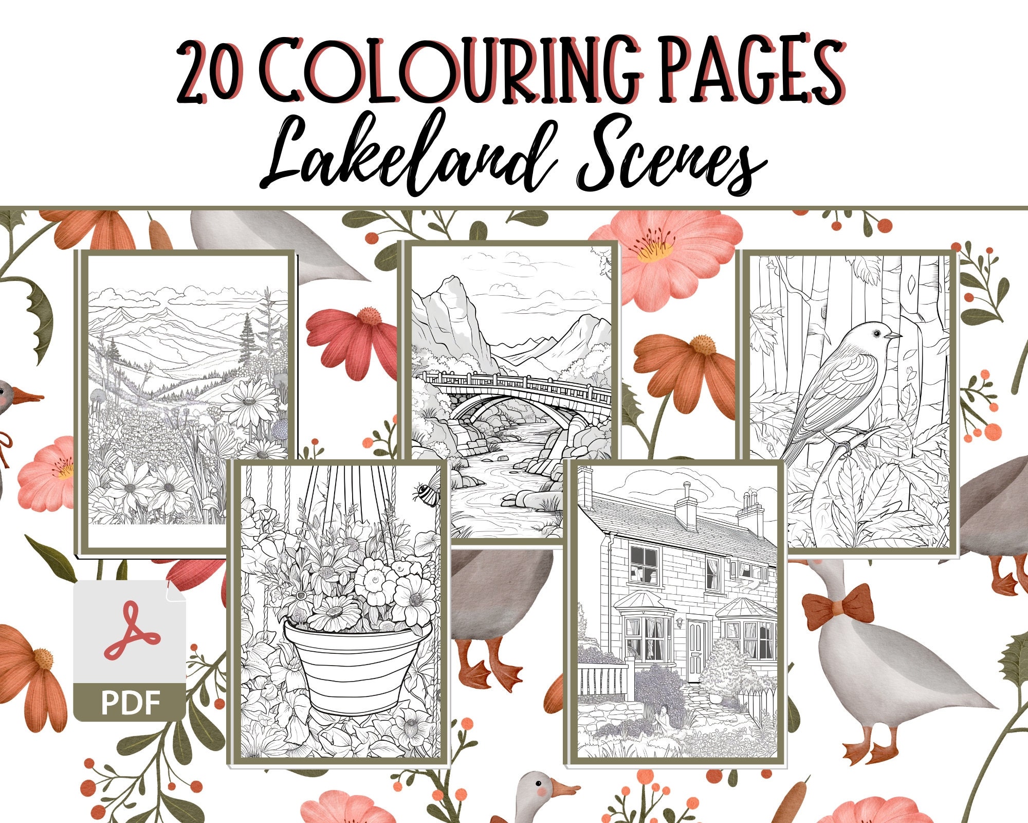 Landscape Colouring Pages for Adults Beautiful Scenes of the - Etsy