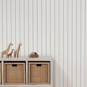 Blue Stripes Nursery Wallpaper: Peel and Stick, Pre-Pasted