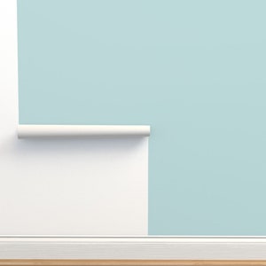 Soft Pastel Blue Aqua Wallpaper, Bird's Egg Solid Color, Removable Peel and Stick or Pre-Pasted, Plain Eggshell Blue Wallpaper for Bathroom