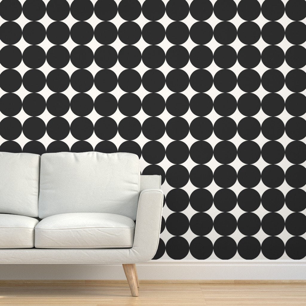 Black Dots Removable Wallpaper: Modern Retro Peel and Stick