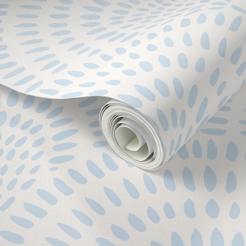 Coastal Chic Wallpaper. Blue Scallops Wallpaper. Light Blue Scalloped Wallpaper for Kids Room, Bedroom, Bathroom and Kitchen. Peel and Stick or Pre Pasted Wallpaper.