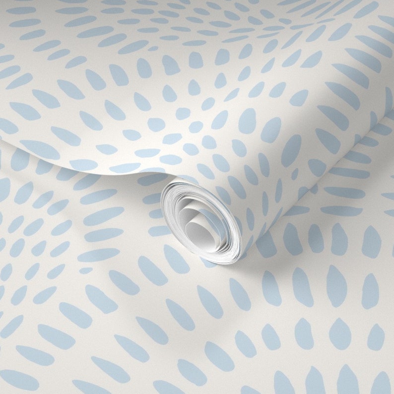 Coastal Chic Wallpaper. Blue Scallops Wallpaper. Light Blue Scalloped Wallpaper for Kids Room, Bedroom, Bathroom and Kitchen. Peel and Stick or Pre Pasted Wallpaper.