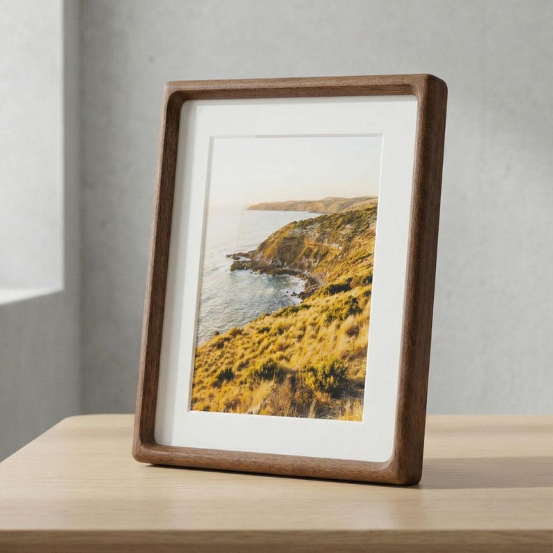 A1 Wooden Picture Frames, Solid Sapele Wood, Handmade Luxury Design, 3D Mat Profile, Elegant Document Frame, Australian Natural Colour image 3