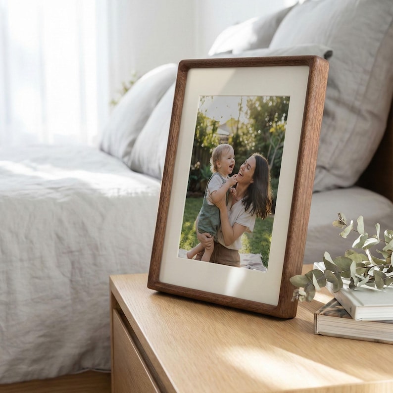 A1 Wooden Picture Frames, Solid Sapele Wood, Handmade Luxury Design, 3D Mat Profile, Elegant Document Frame, Australian Natural Colour image 2