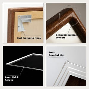 A1 Wooden Picture Frames, Solid Sapele Wood, Handmade Luxury Design, 3D Mat Profile, Elegant Document Frame, Australian Natural Colour image 6
