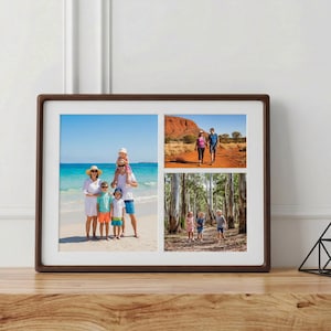A3 Premium Hardwood Multi Photo Collage Frame | 3 Opening Mixed Grid Picture Frame | Solid Beech Walnut Sapele | Elegant 3D Matboard Decor