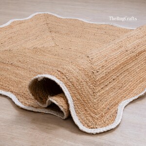Scalloped Jute Rug, Scallop Jute Rug, Scalloped Edge Rug, Natural Jute Rug, Bohemian Area Rug, Boho Jute Rug, Custom Size Rug