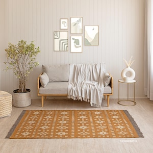 5x7 Ft. Wool Jute Area Rug, Geometric Pattern Jute Rug, Modern Design Home Decor Rug, Bedroom Living Room, Custom Size Jute Rug, Natural Rug