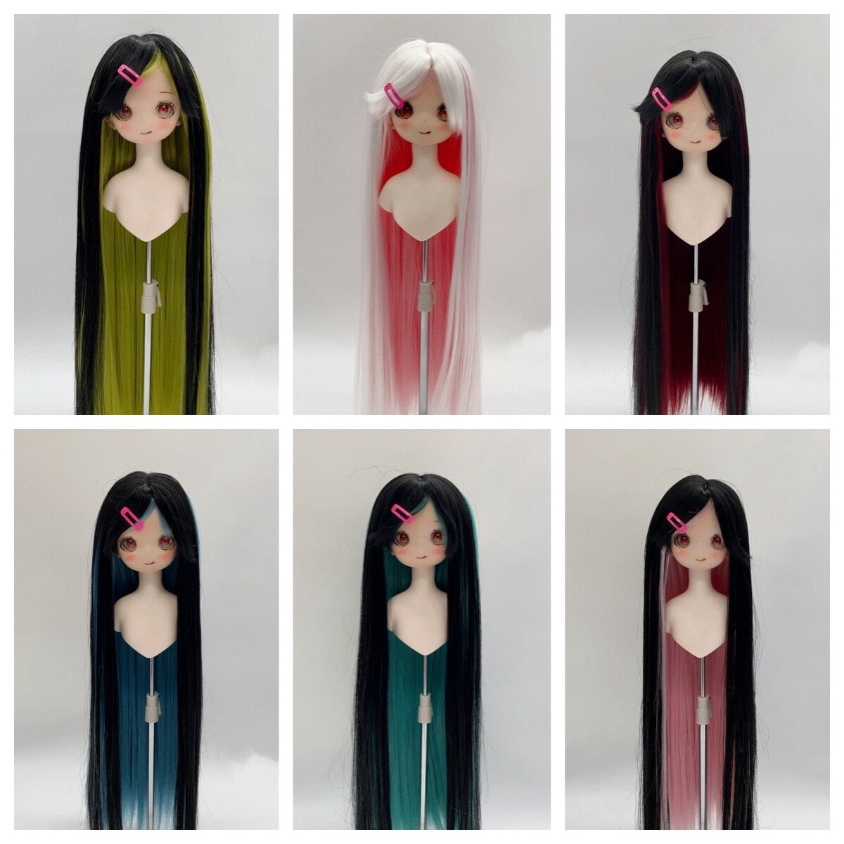 Wig Pullip lisse avec frange rose