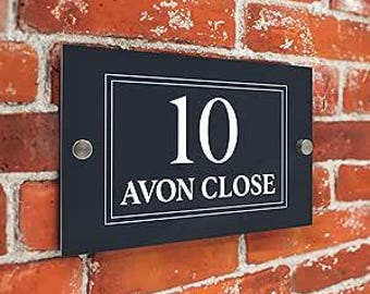 Custom Signs Modern Anthracite House Door Number plaque 20cm x 13cm Centered Horizontal Line
