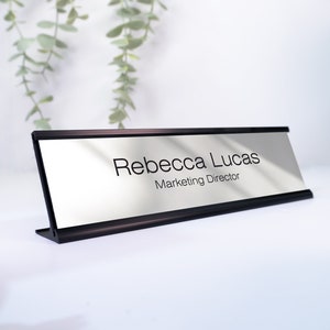 Modern Professional CEO Manager Director Executive Design Home Office Graduation Gift Pastel Desk Decoration Printed Name Plaque Sign Black image 1