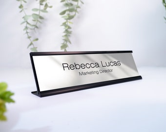 Modern Professional CEO Manager Director Executive Design Home Office Graduation Gift Pastel Desk Decoration Printed Name Plaque Sign Black