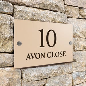 Custom Signs Modern Desert Beige House Door Number plaque 20cm x 13cm
