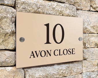 Custom Signs Modern Desert Beige House Door Number plaque 20cm x 13cm