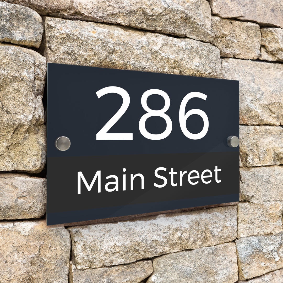 Custom Signs Modern Anthracite House Door Number Plaque 20cm X 13cm ...