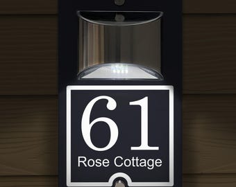 Custom Signs Solar Illuminated Modern Anthracite House Number Sign 24cm x 14.5cm Bold Border Design