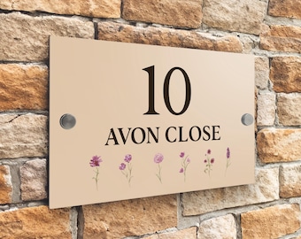 Custom Signs Modern Desert Beige House Door Number plaque 20cm x 13cm Lowers Bottom