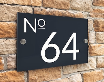 Badgemaster Modern Anthracite House Number Sign Plaque Stainless Steel Standoffs 20cm X 13cm White Border 45400 - View #5