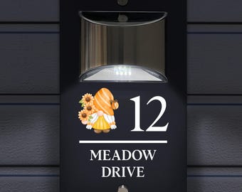 Custom Signs Solar Illuminated Modern Anthracite House Number Sign 24cm x 14.5cm Garden Gonk Design