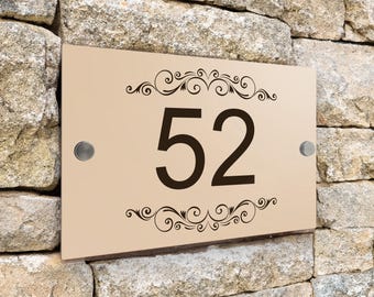 Custom Signs Modern Desert Beige House Door Number plaque 20cm x 13cm Ornaments