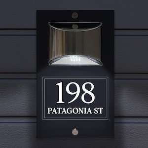Custom Signs Solar Illuminated Modern Anthracite House Number Sign 24cm x 14.5cm Decorative Line Rectangle