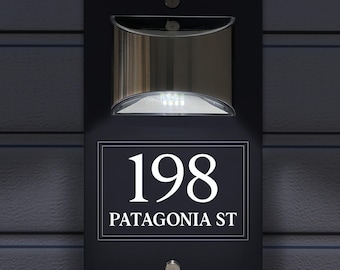 Custom Signs Solar Illuminated Modern Anthracite House Number Sign 24cm x 14.5cm Decorative Line Rectangle
