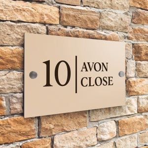 Custom Signs Modern Desert Beige House Door Number plaque 20cm x 13cm Line Middle