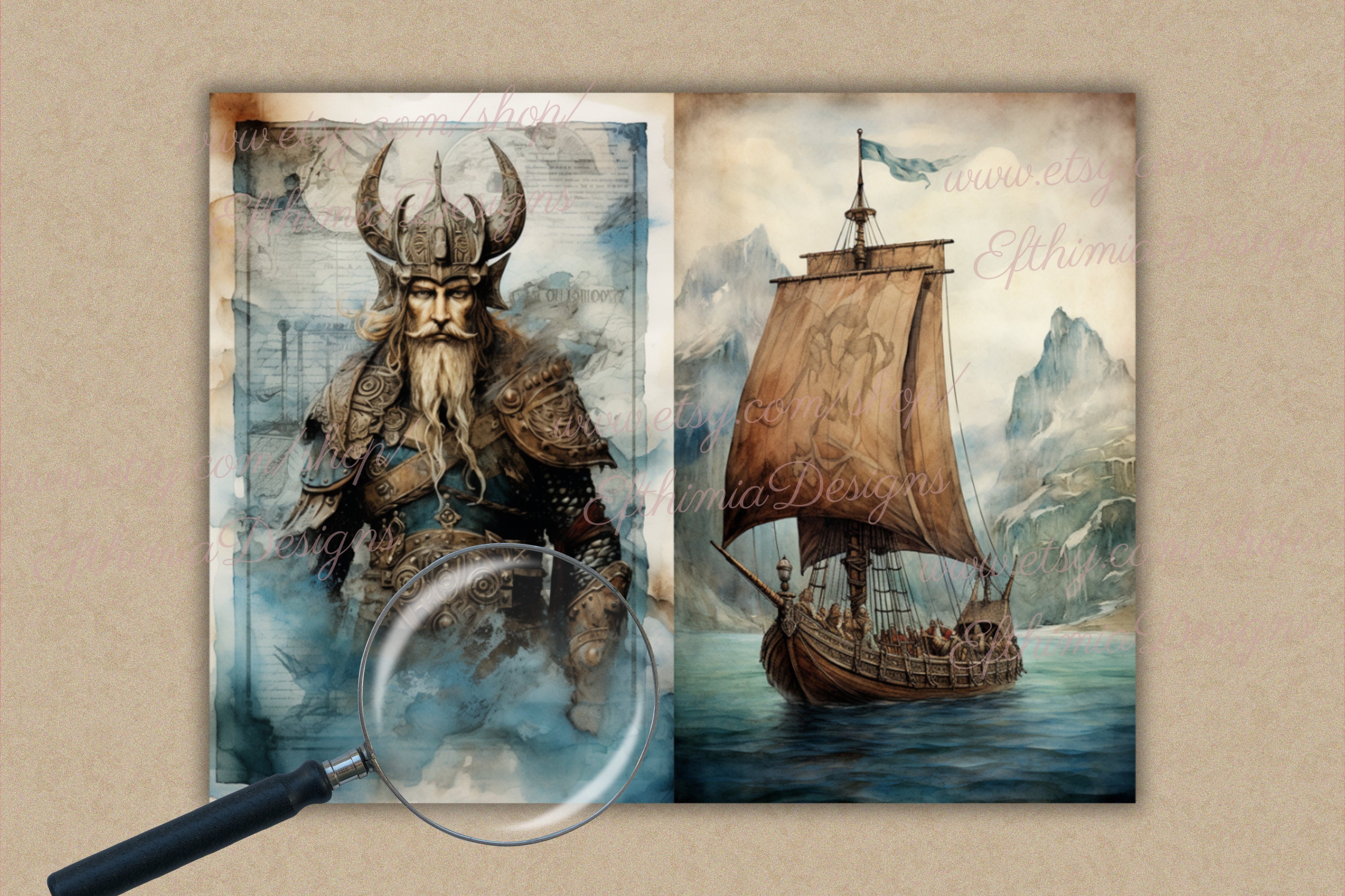 Mythical Viking Junk Journal Vikings Valhalla Odin - Etsy
