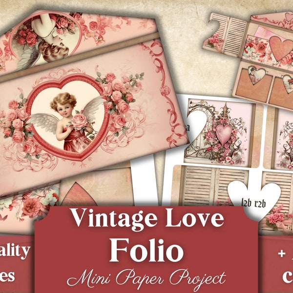 Valentine's Folio Vintage Love, Victorian Romantic Printables, Mini Project, Cute Retro Present Idea, Valentine's Day DIY Gift, Add-On