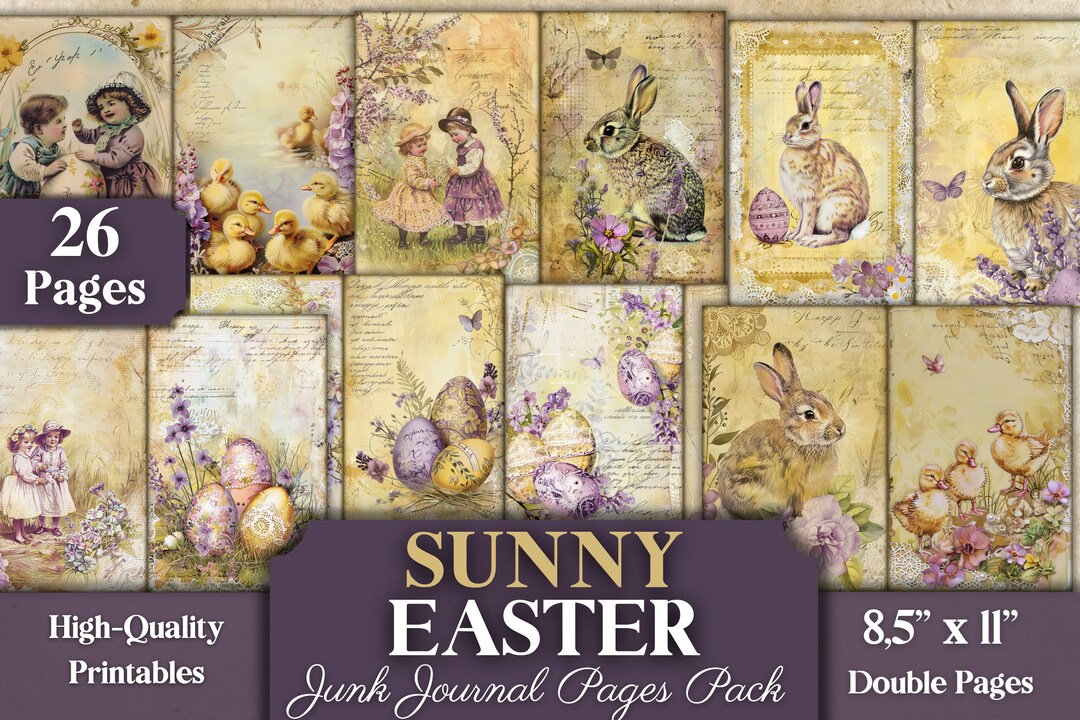 Sunny Easter Junk Journal Pages Collection, Printable PDF With ...